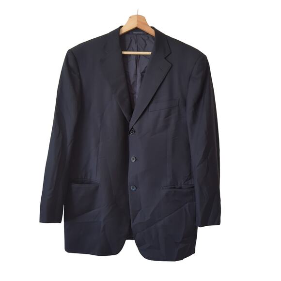 Ermenegildo Zegna Blazer Jacket Mens 52R US42 Roma 100% Wool Navy Blue Suit Coat - Picture 1 of 6
